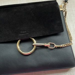 Chloe Faye Medium Black Leather & Suede Bag